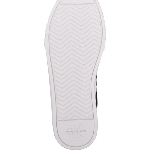 Calvin Klein Black and White Logo High Top Fashion Sneakers - Picture 3 of 5